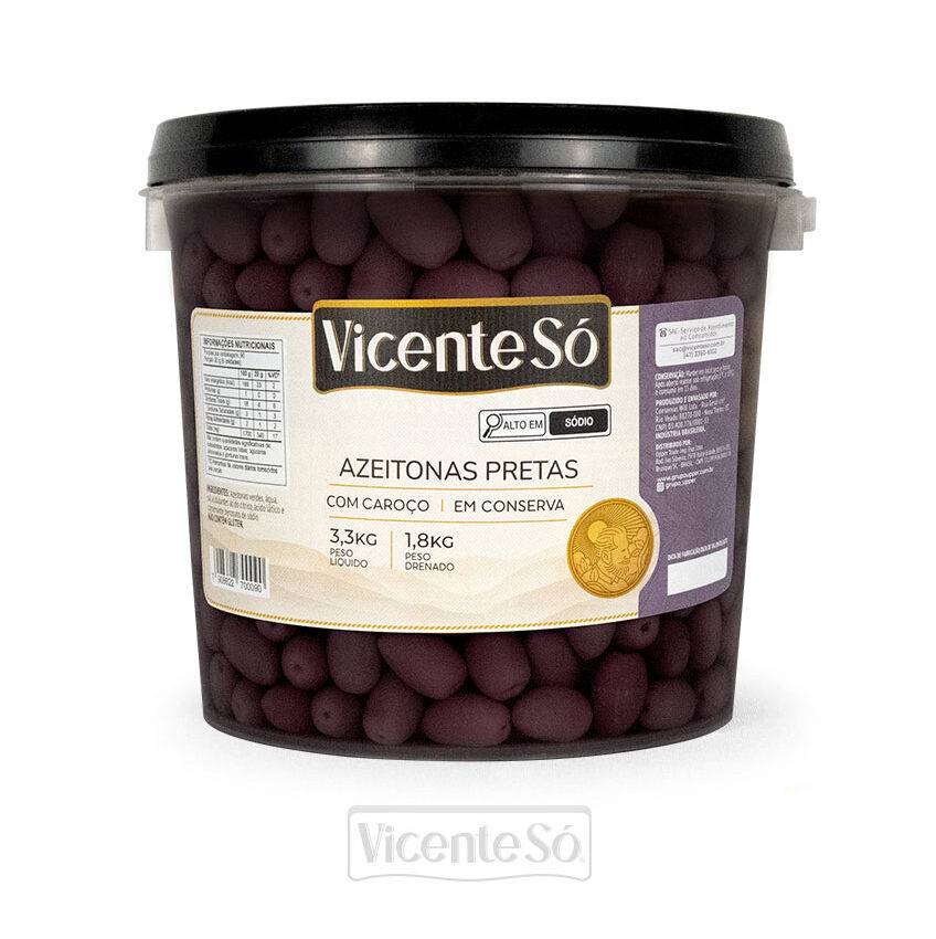 Azeitona Preta com caroço Vicente Só - 1,8kg