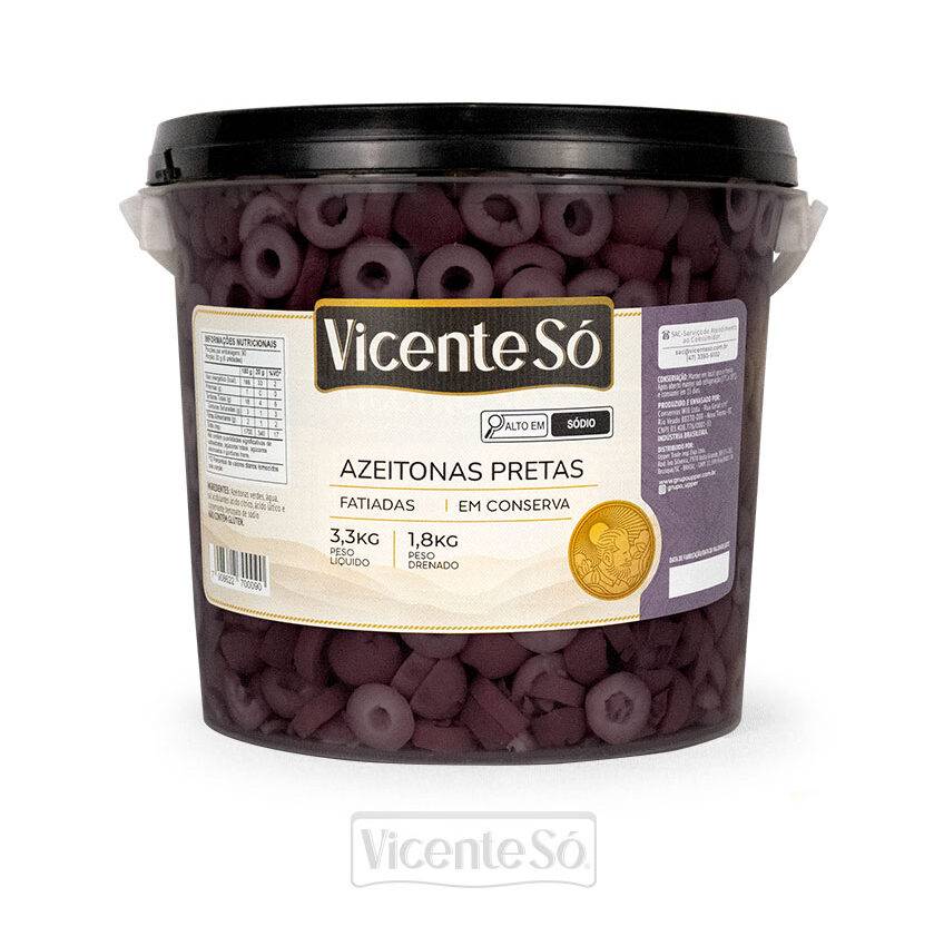 Azeitona Preta fatiada Vicente Só - 1,8kg