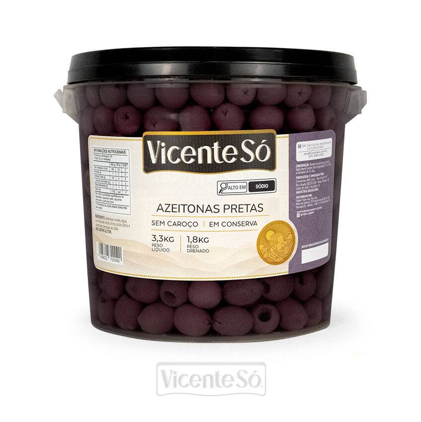 Azeitona Preta sem caroço Vicente Só - 1,8kg