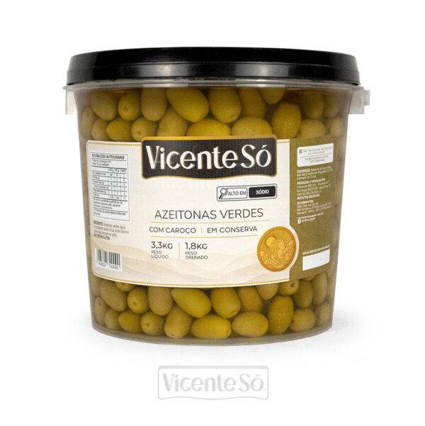 Azeitona verde com caroço Vicente Só - 1,8kg