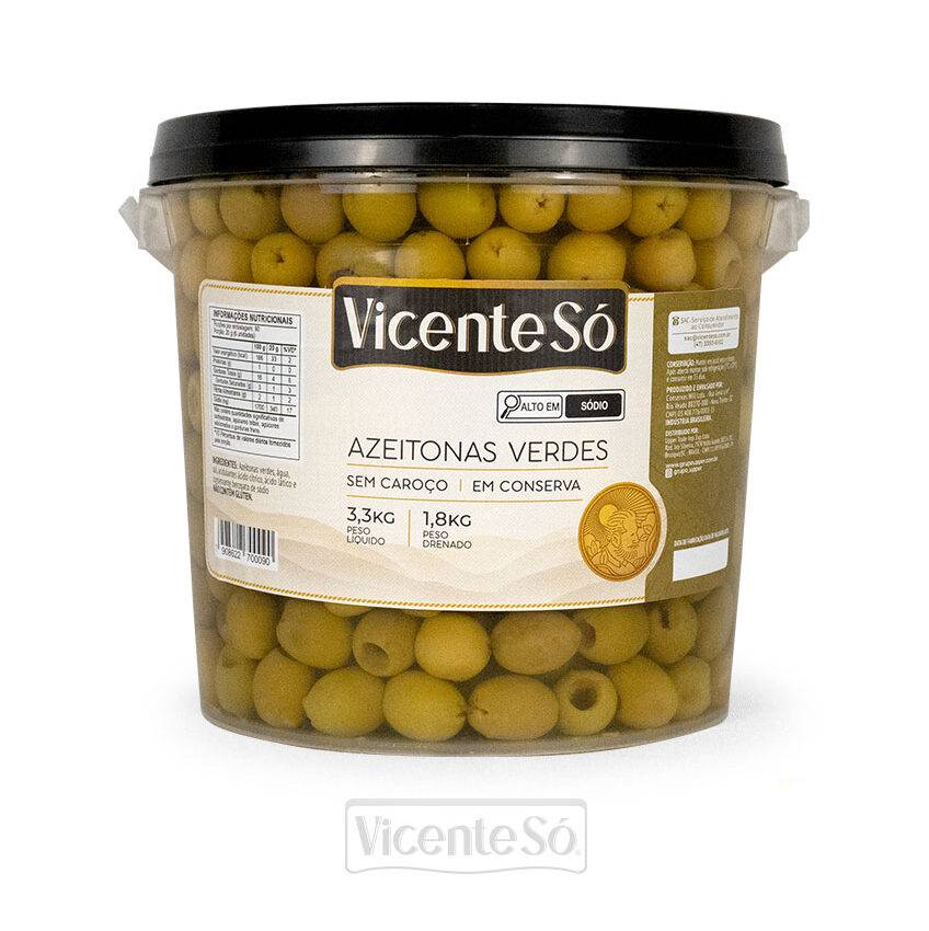 Azeitona verde sem caroço Vicente Só - 1,8kg